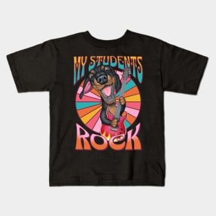 Fun colorful dachshund playing guitar for My students Rock Kids T-Shirt